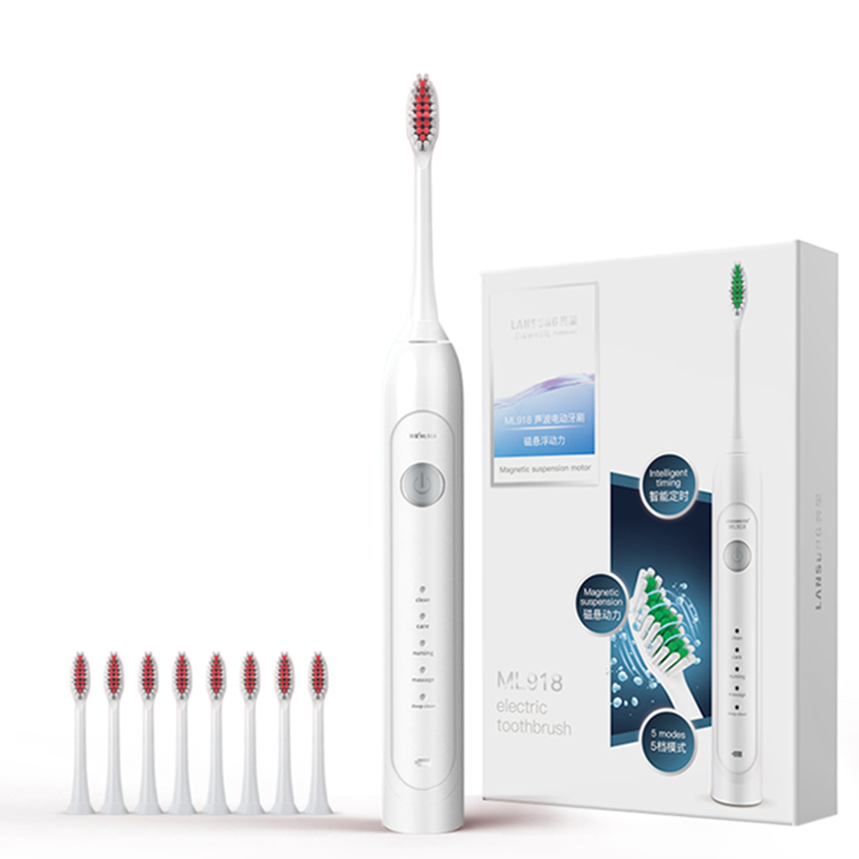 Best seller wireless charging battery acoustic electric toothbrush teeth whitening home kit
